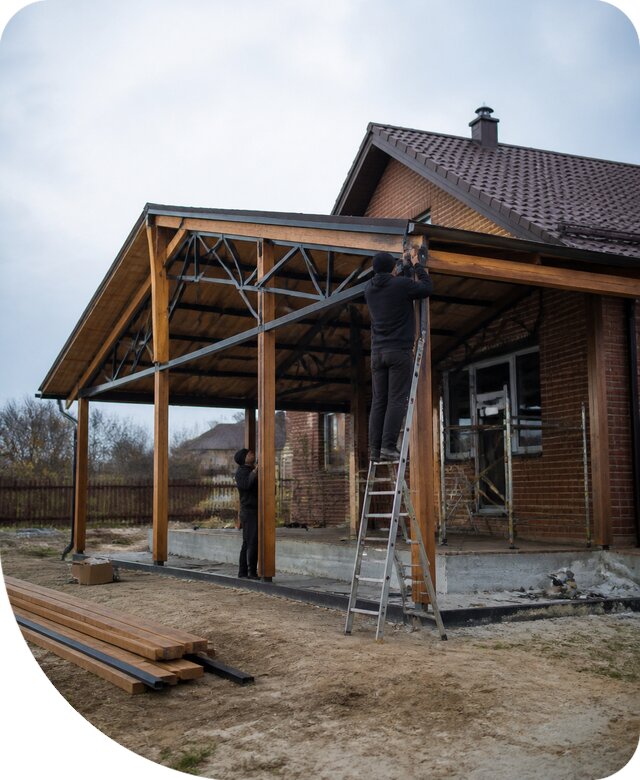 Пристройка навеса к дому и участку в Волгодонске под ключ